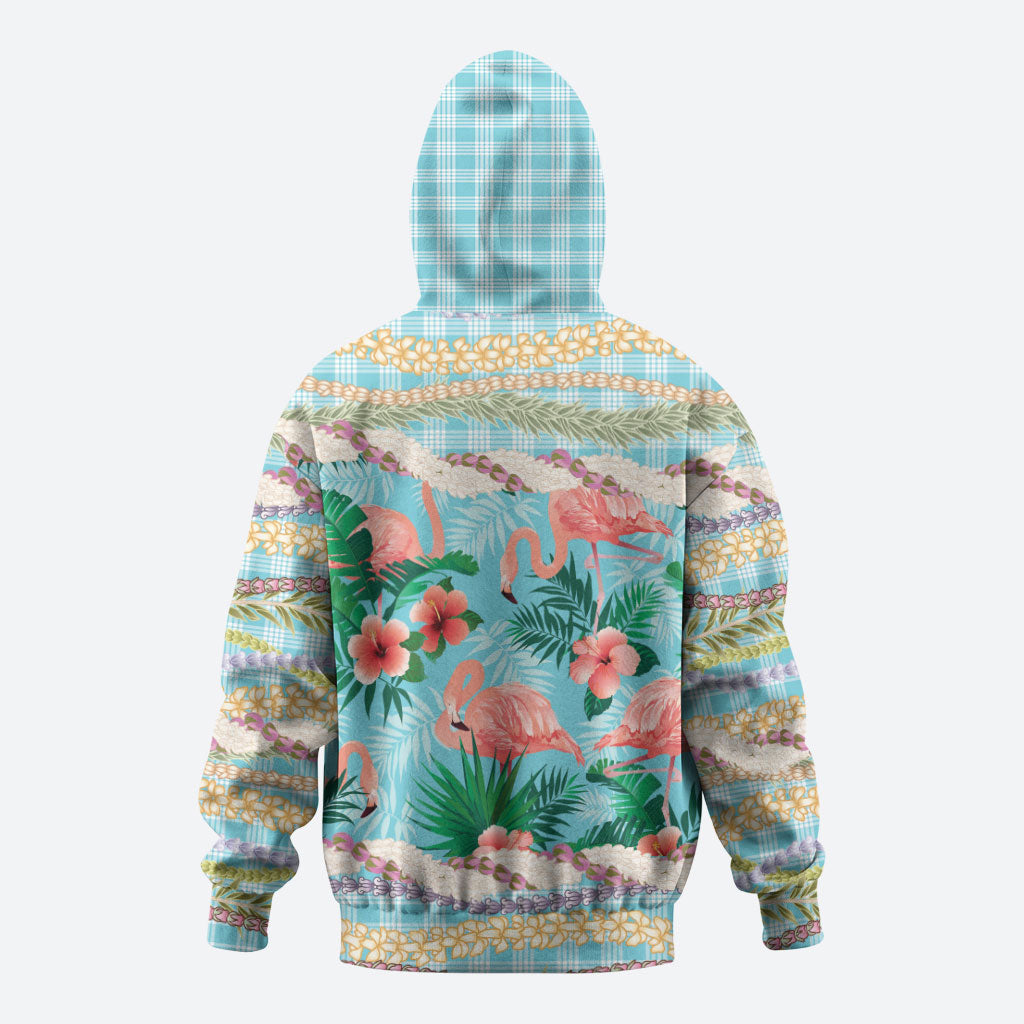 Flamingo Hawaii Summer Zip Hoodie Hawaiian Lei Pakala Motifs Tropical Style LT14 - Polynesian Pride