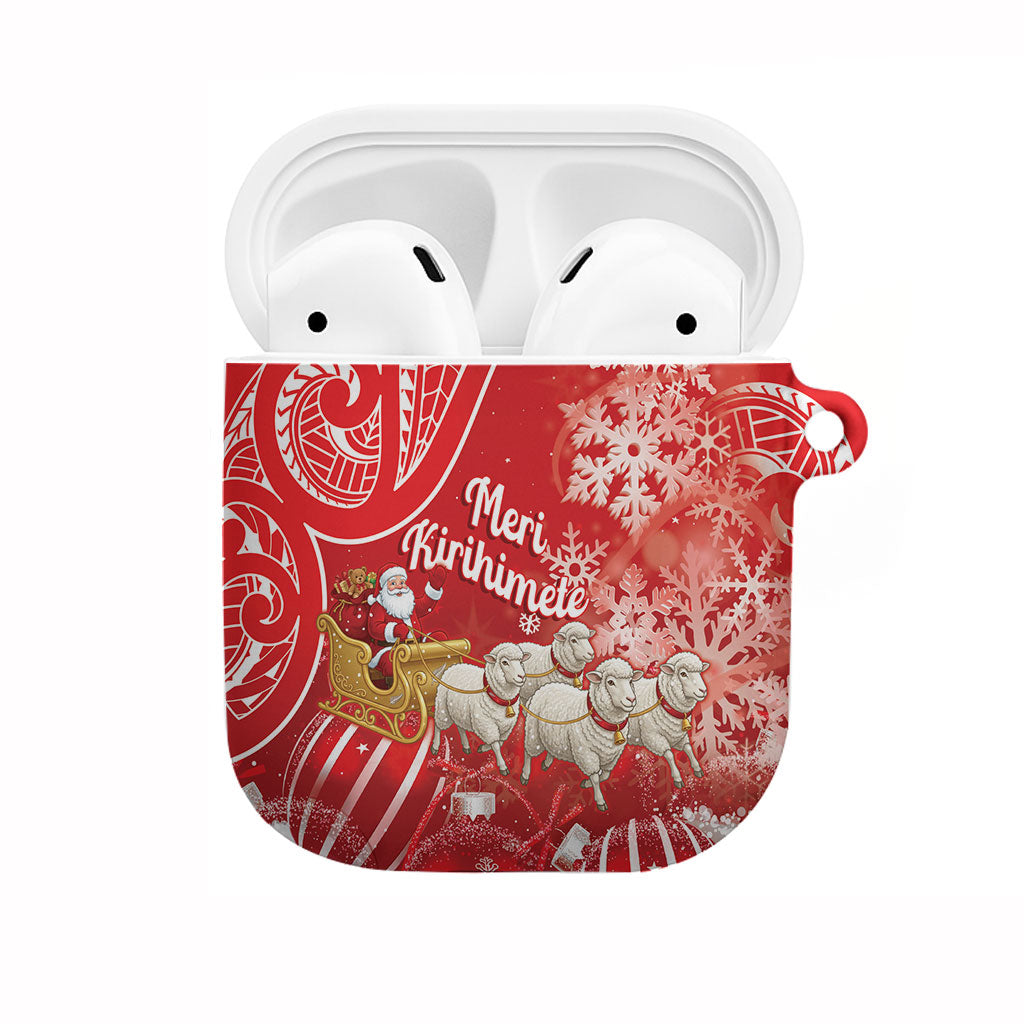 New Zealand Christmas In July AirPods Case Funny Santa Sheep Meri Kirihimete Red LT14 Red - Polynesian Pride