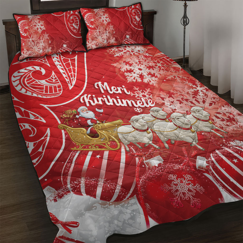 New Zealand Christmas In July Quilt Bed Set Funny Santa Sheep Meri Kirihimete Red LT14 Red - Polynesian Pride
