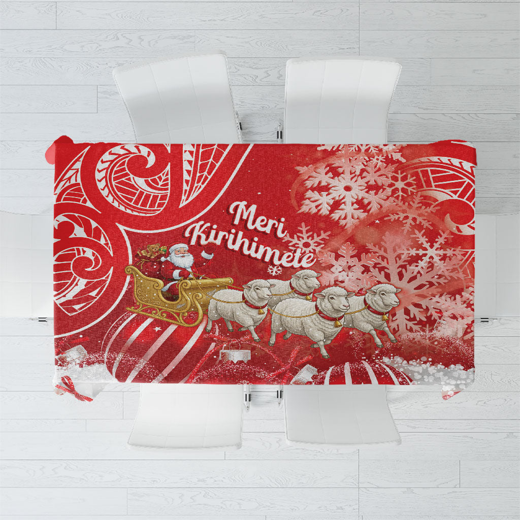 New Zealand Christmas In July Tablecloth Funny Santa Sheep Meri Kirihimete Red LT14 Red - Polynesian Pride