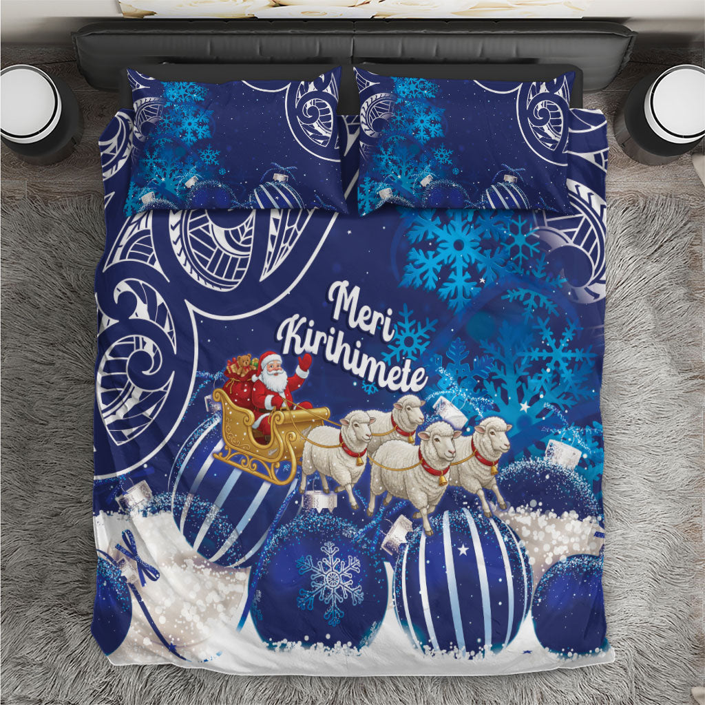 New Zealand Christmas In July Bedding Set Funny Santa Sheep Meri Kirihimete Blue LT14 Blue - Polynesian Pride