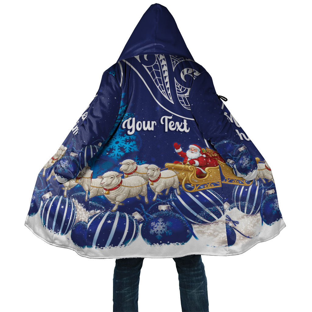 New Zealand Christmas In July Personalised Cloak Funny Santa Sheep Meri Kirihimete Blue LT14 Unisex Blue - Polynesian Pride