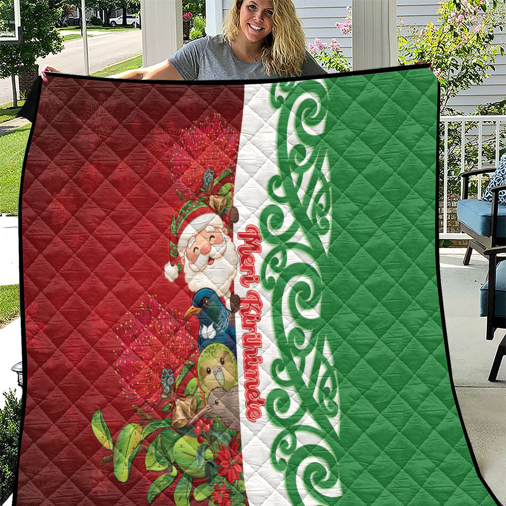 Meri Kirihimete New Zealand Quilt Cute Santa NZ Animals and Pohutukawa LT14 Red - Polynesian Pride
