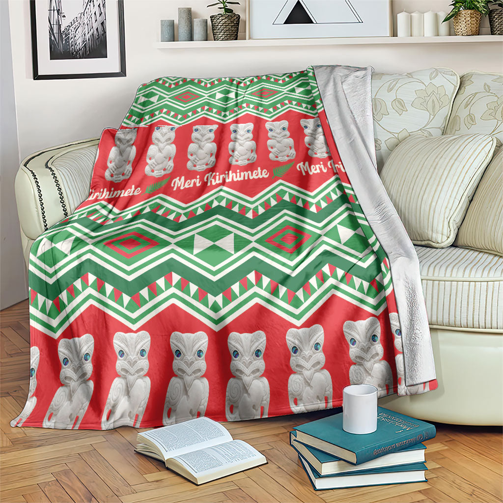 New Zealand Christmas In July Blanket Meri Kirihimete Hei Tiki Taniko Motifs Seamless LT14 Red - Polynesian Pride