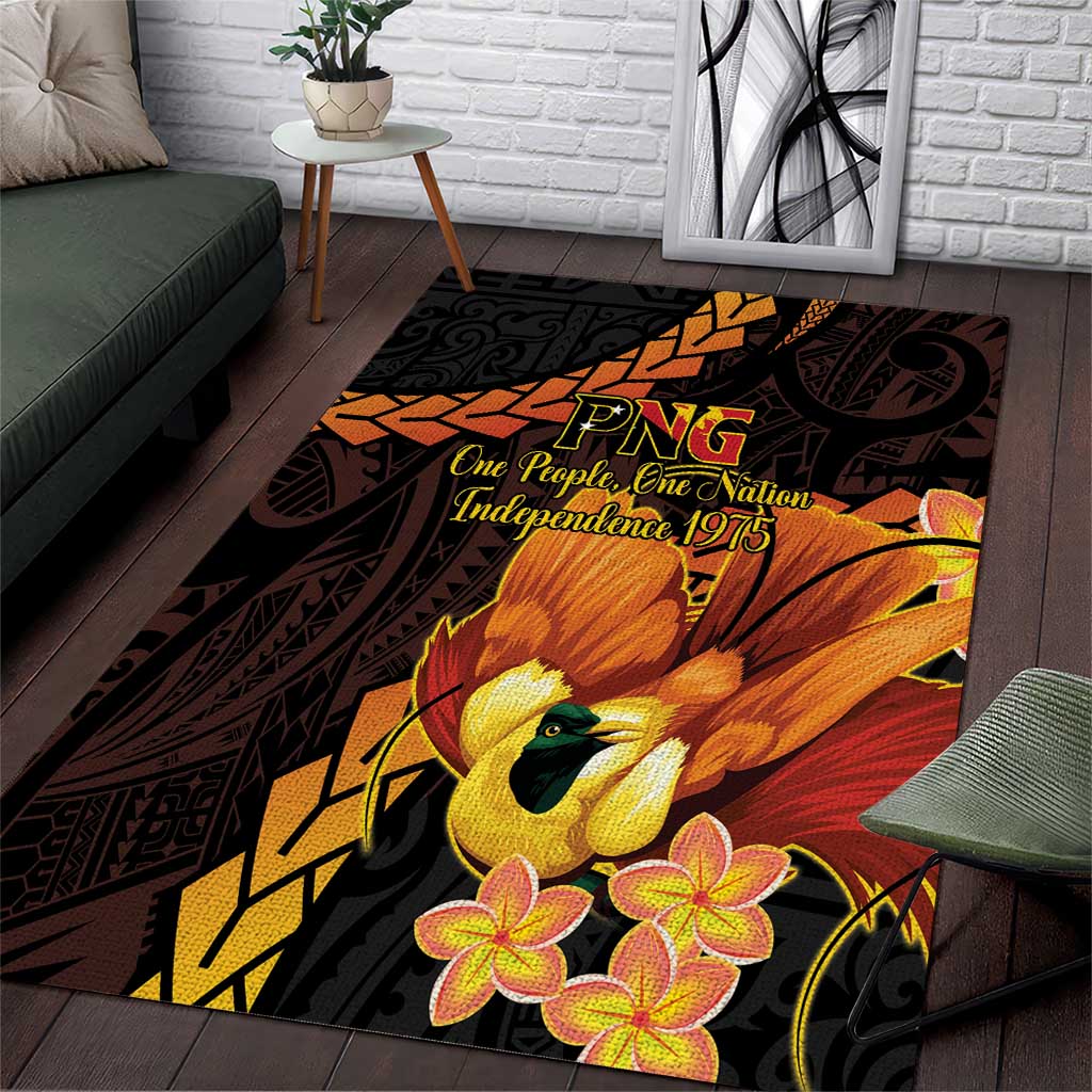 Papua New Guinea Independence Day Area Rug 50th Anniversary Papua Niu Gini Bird Of Paradise LT14 Black - Polynesian Pride