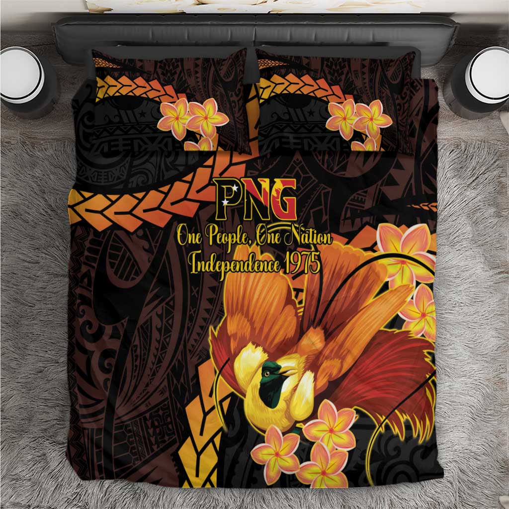 Papua New Guinea Independence Day Bedding Set 50th Anniversary Papua Niu Gini Bird Of Paradise LT14 Black - Polynesian Pride