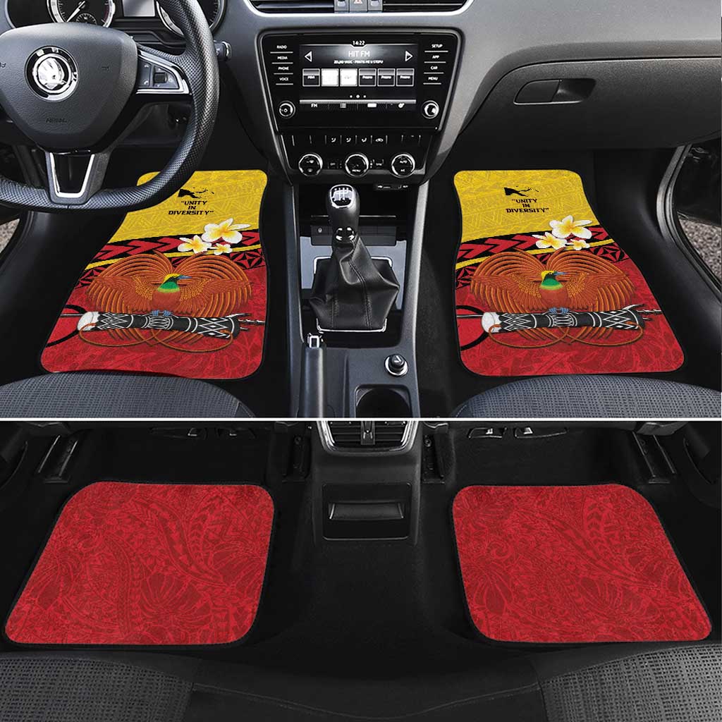Papua New Guinea Independence Day Car Mats Since 1975 Unity In Diversity LT14 Set 4pcs Red - Polynesian Pride