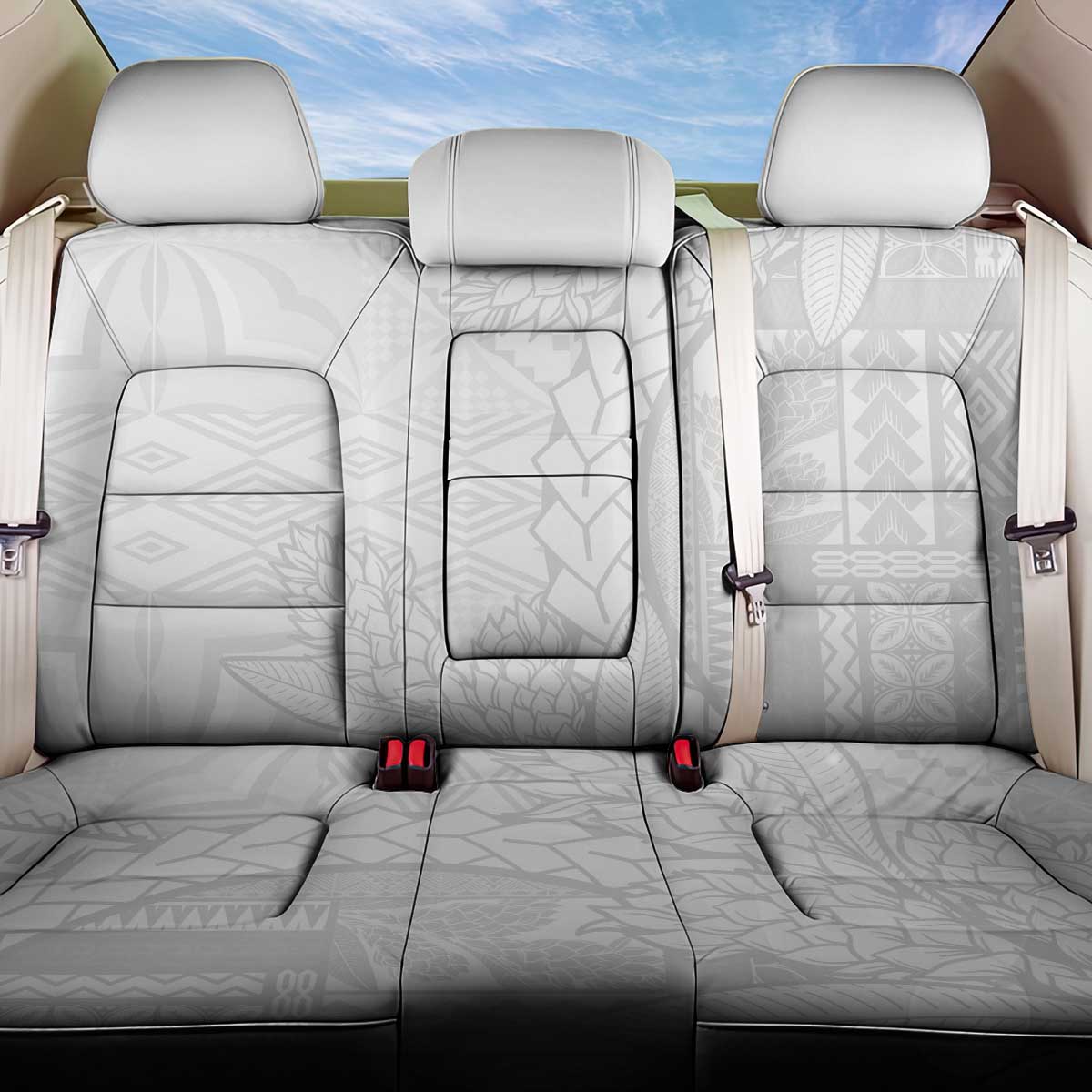 Samoa White Sunday Back Car Seat Cover Lotu Tamaiti Siapo With Teuila LT14 One Size White - Polynesian Pride