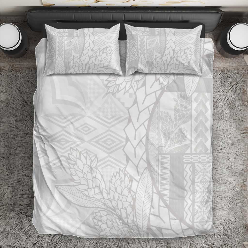 Samoa White Sunday Bedding Set Lotu Tamaiti Siapo With Teuila LT14 White - Polynesian Pride