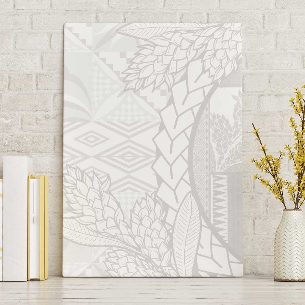 Samoa White Sunday Canvas Wall Art Lotu Tamaiti Siapo With Teuila LT14 Without Frame White - Polynesian Pride