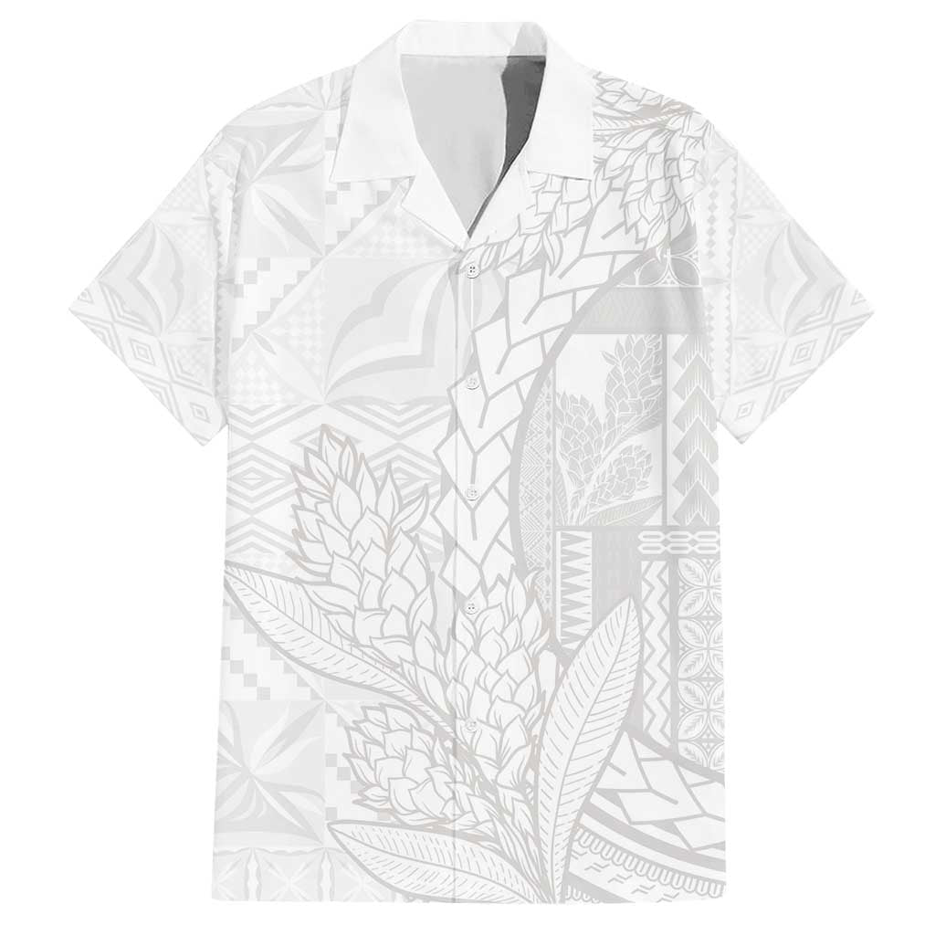 Samoa White Sunday Hawaiian Shirt Lotu Tamaiti Siapo With Teuila LT14 White - Polynesian Pride