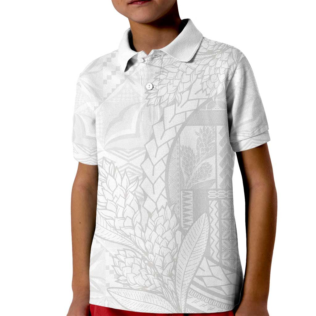 Samoa White Sunday Kid Polo Shirt Lotu Tamaiti Siapo With Teuila LT14 Kid White - Polynesian Pride