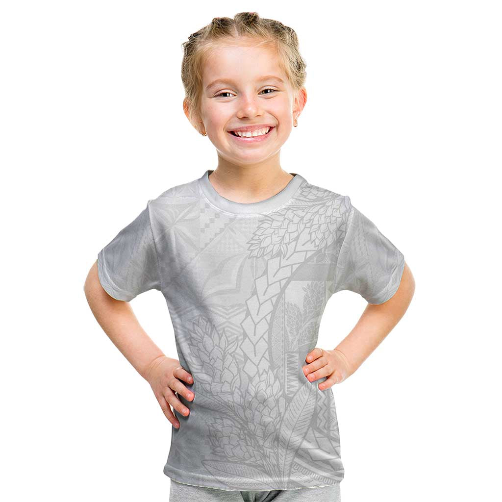 Samoa White Sunday Kid T Shirt Lotu Tamaiti Siapo With Teuila LT14 White - Polynesian Pride