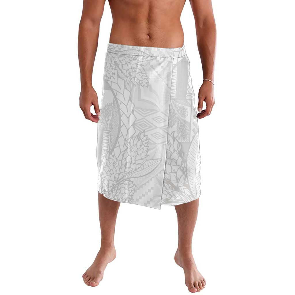 Samoa White Sunday Lavalava Lotu Tamaiti Siapo With Teuila LT14 White - Polynesian Pride