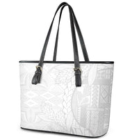 Samoa White Sunday Leather Tote Bag Lotu Tamaiti Siapo With Teuila LT14 - Polynesian Pride