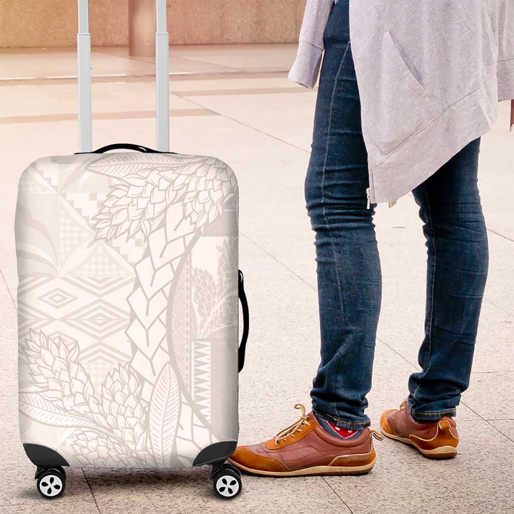 Samoa White Sunday Luggage Cover Lotu Tamaiti Siapo With Teuila LT14 White - Polynesian Pride