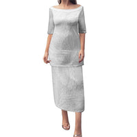 Samoa White Sunday Puletasi Lotu Tamaiti Siapo With Teuila LT14 Long Dress White - Polynesian Pride