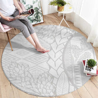 Samoa White Sunday Round Carpet Lotu Tamaiti Siapo With Teuila LT14 - Polynesian Pride