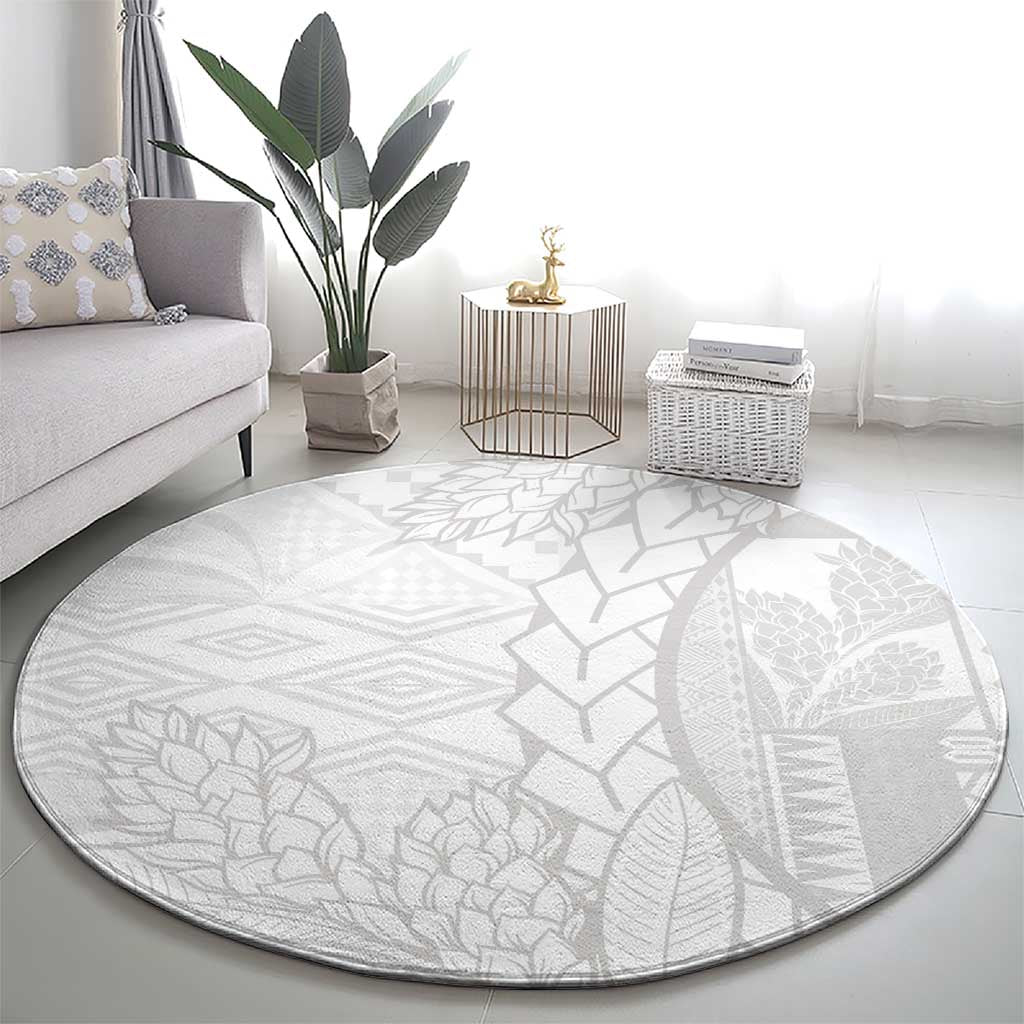 Samoa White Sunday Round Carpet Lotu Tamaiti Siapo With Teuila LT14 - Polynesian Pride