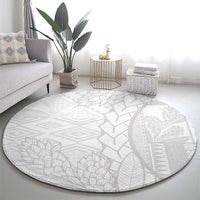 Samoa White Sunday Round Carpet Lotu Tamaiti Siapo With Teuila LT14 - Polynesian Pride