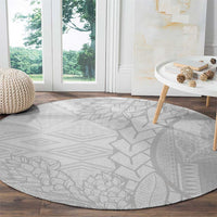 Samoa White Sunday Round Carpet Lotu Tamaiti Siapo With Teuila LT14 - Polynesian Pride