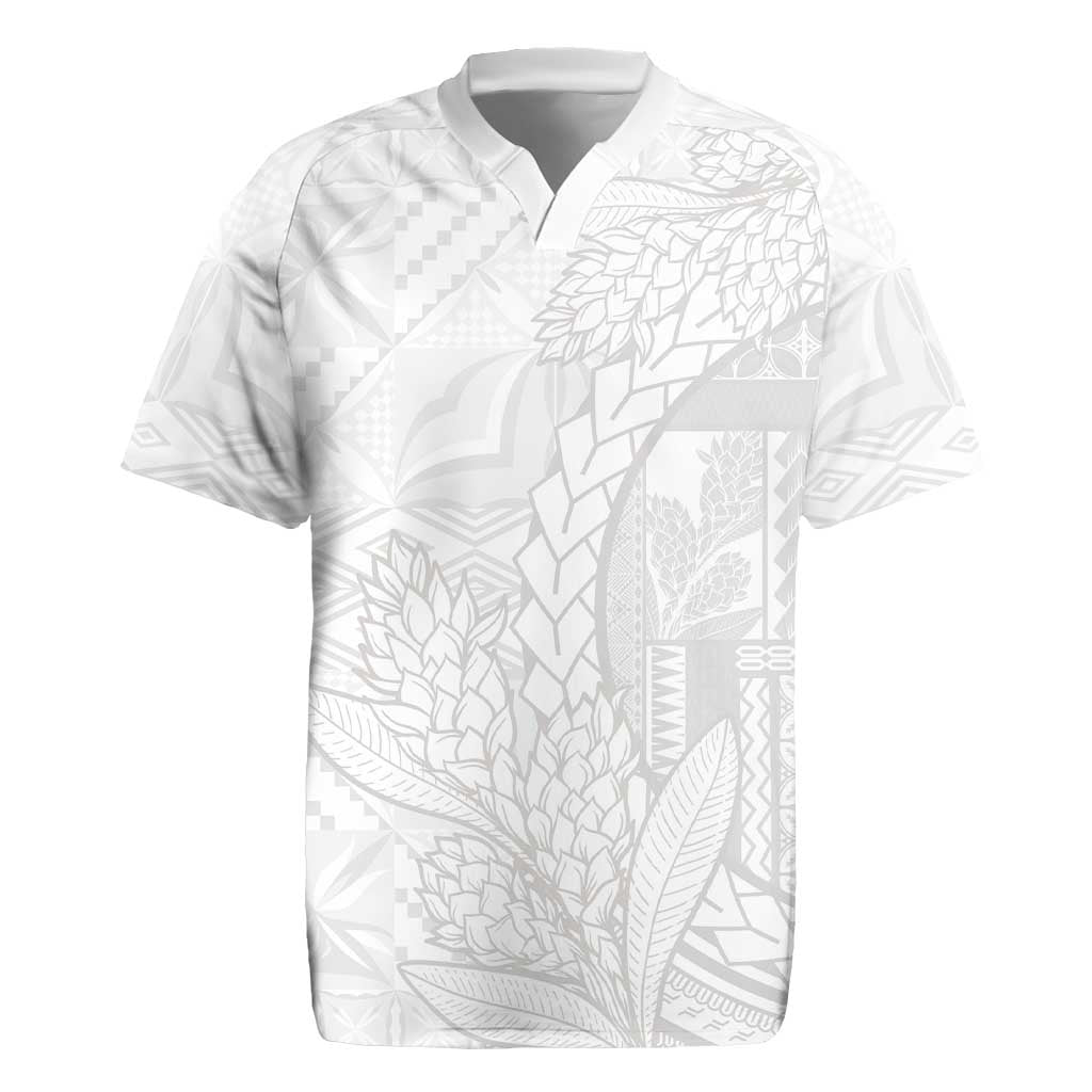 Samoa White Sunday Rugby Jersey Lotu Tamaiti Siapo With Teuila LT14 White - Polynesian Pride