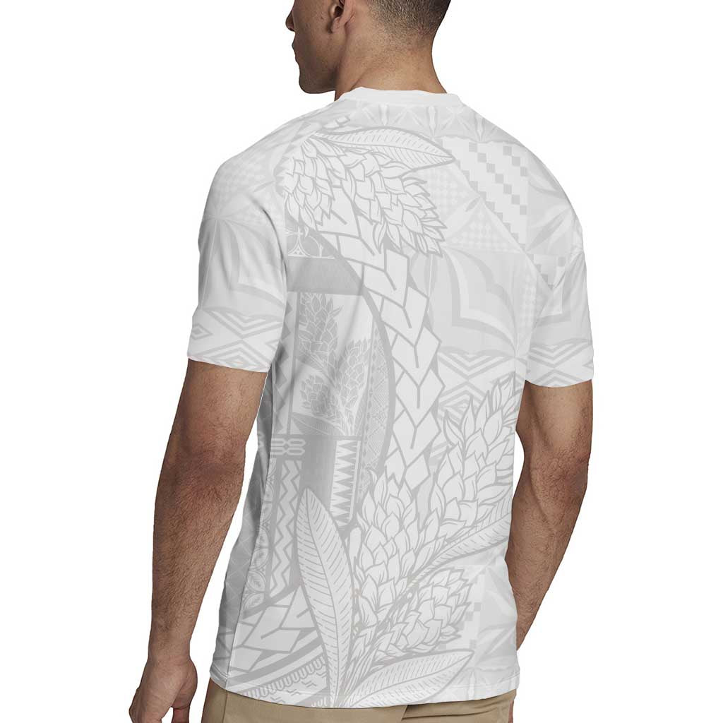 Samoa White Sunday Rugby Jersey Lotu Tamaiti Siapo With Teuila LT14 - Polynesian Pride