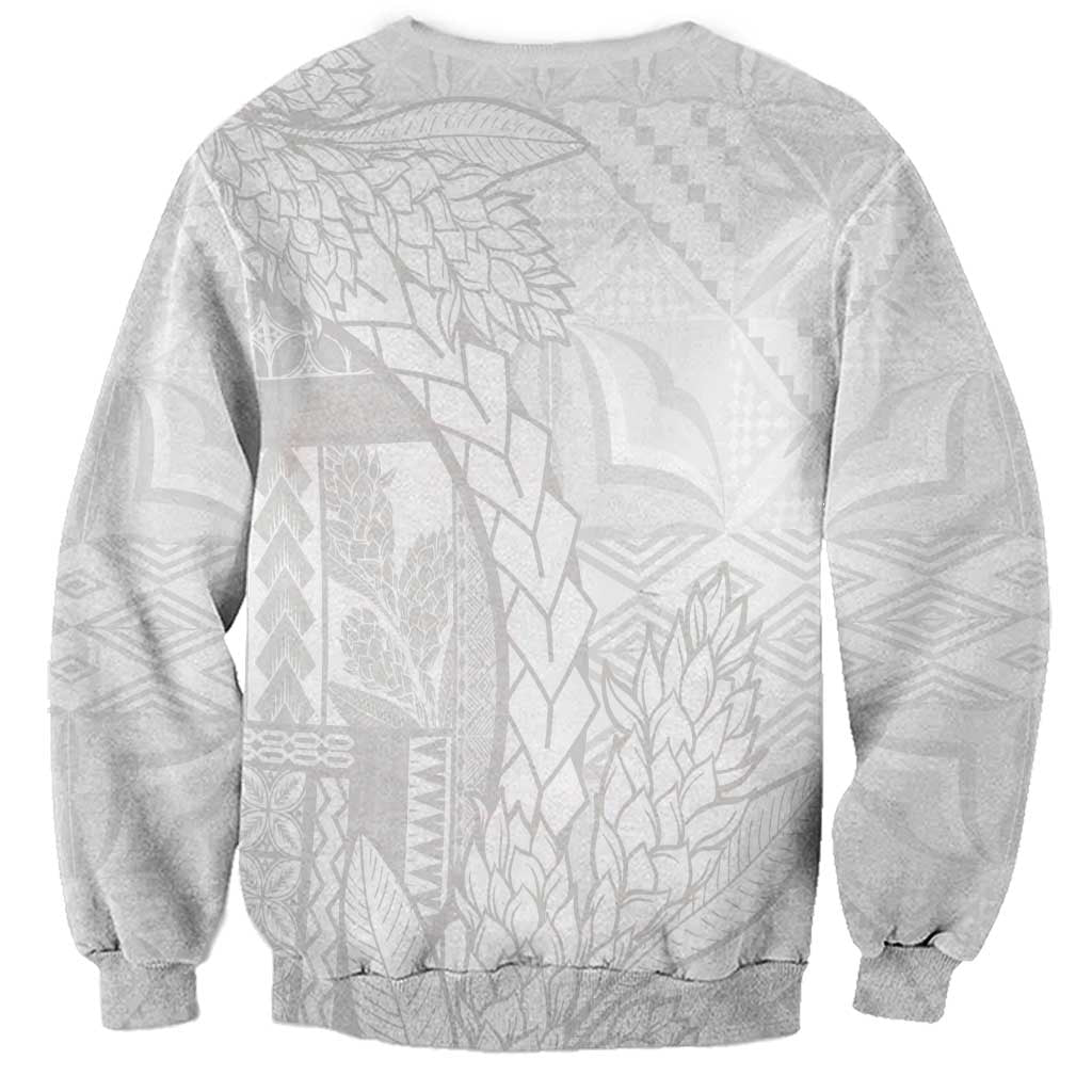Samoa White Sunday Sweatshirt Lotu Tamaiti Siapo With Teuila LT14 - Polynesian Pride