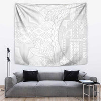 Samoa White Sunday Tapestry Lotu Tamaiti Siapo With Teuila LT14 White - Polynesian Pride