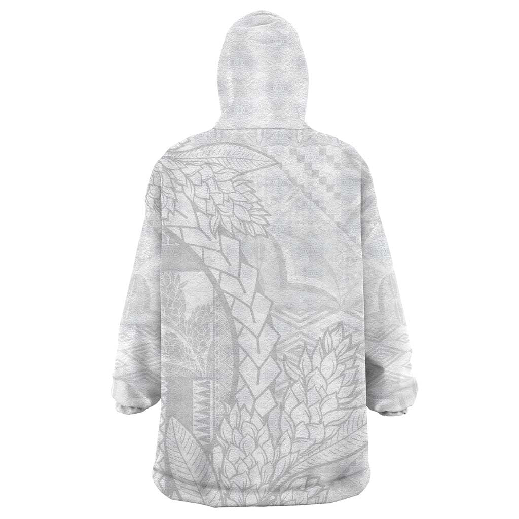 Samoa White Sunday Wearable Blanket Hoodie Lotu Tamaiti Siapo With Teuila LT14 - Polynesian Pride