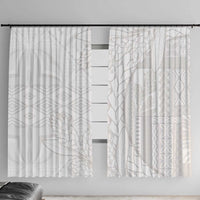 Samoa White Sunday Window Curtain Lotu Tamaiti Siapo With Teuila LT14 With Hooks White - Polynesian Pride
