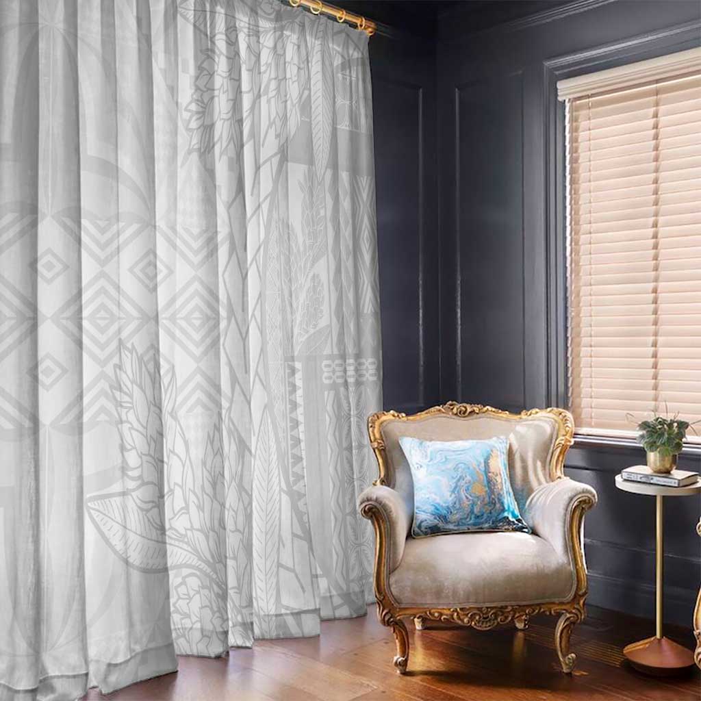 Samoa White Sunday Window Curtain Lotu Tamaiti Siapo With Teuila LT14 - Polynesian Pride