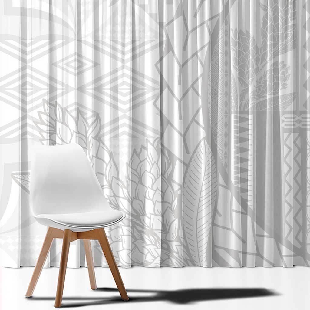 Samoa White Sunday Window Curtain Lotu Tamaiti Siapo With Teuila LT14 - Polynesian Pride