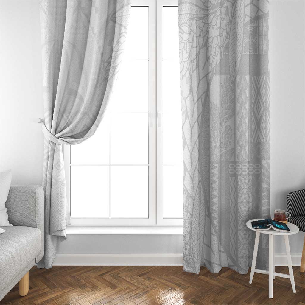 Samoa White Sunday Window Curtain Lotu Tamaiti Siapo With Teuila LT14 - Polynesian Pride