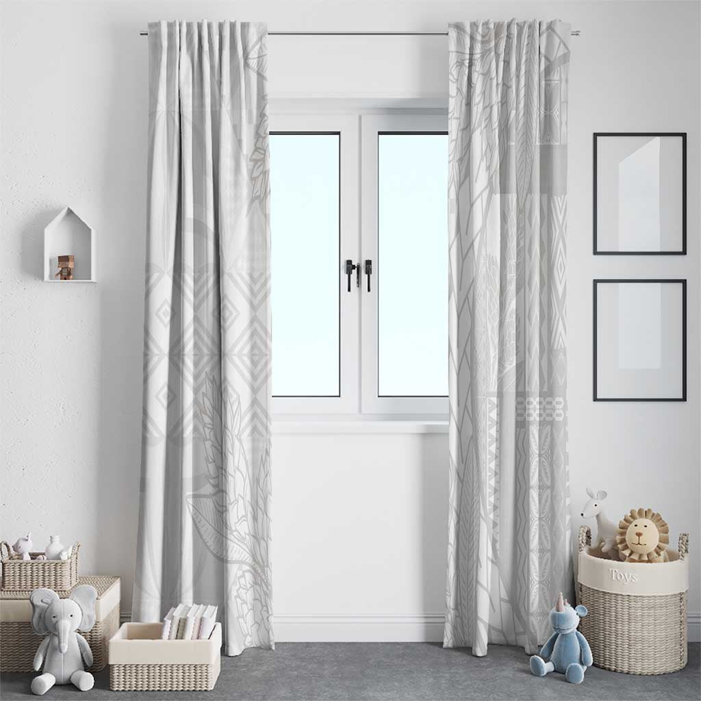 Samoa White Sunday Window Curtain Lotu Tamaiti Siapo With Teuila LT14 - Polynesian Pride