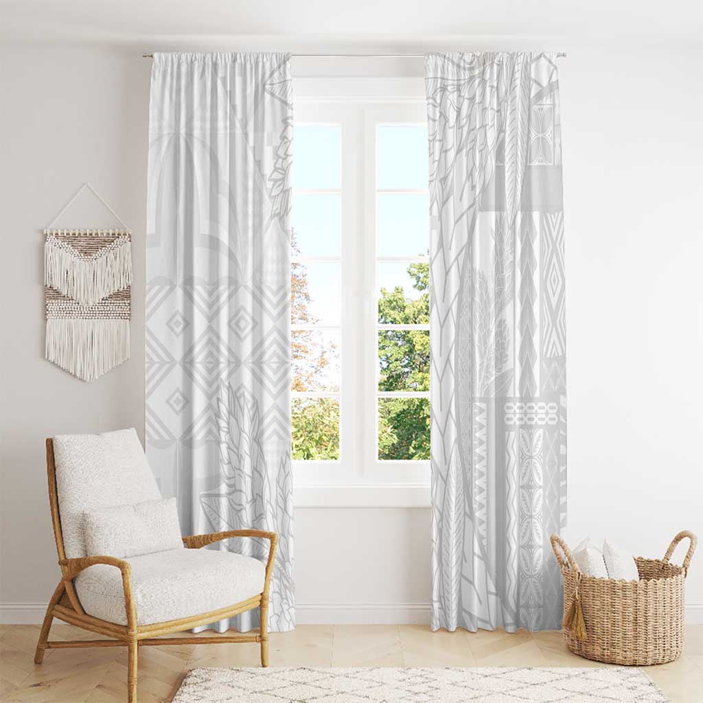 Samoa White Sunday Window Curtain Lotu Tamaiti Siapo With Teuila LT14 - Polynesian Pride