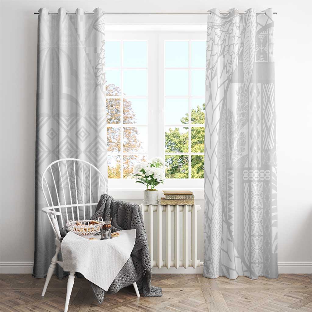 Samoa White Sunday Window Curtain Lotu Tamaiti Siapo With Teuila LT14 - Polynesian Pride