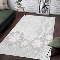 Tonga White Sunday Area Rug Manuia le Aso Sa o Tamaiti Heilala With Ngatu Pattern LT14 White - Polynesian Pride