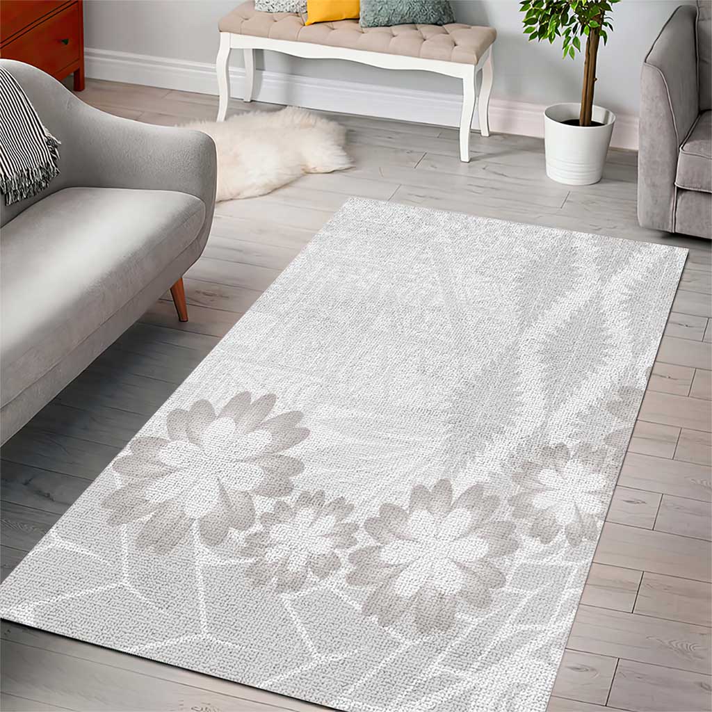 Tonga White Sunday Area Rug Manuia le Aso Sa o Tamaiti Heilala With Ngatu Pattern LT14 - Polynesian Pride