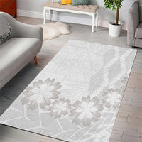 Tonga White Sunday Area Rug Manuia le Aso Sa o Tamaiti Heilala With Ngatu Pattern LT14 - Polynesian Pride