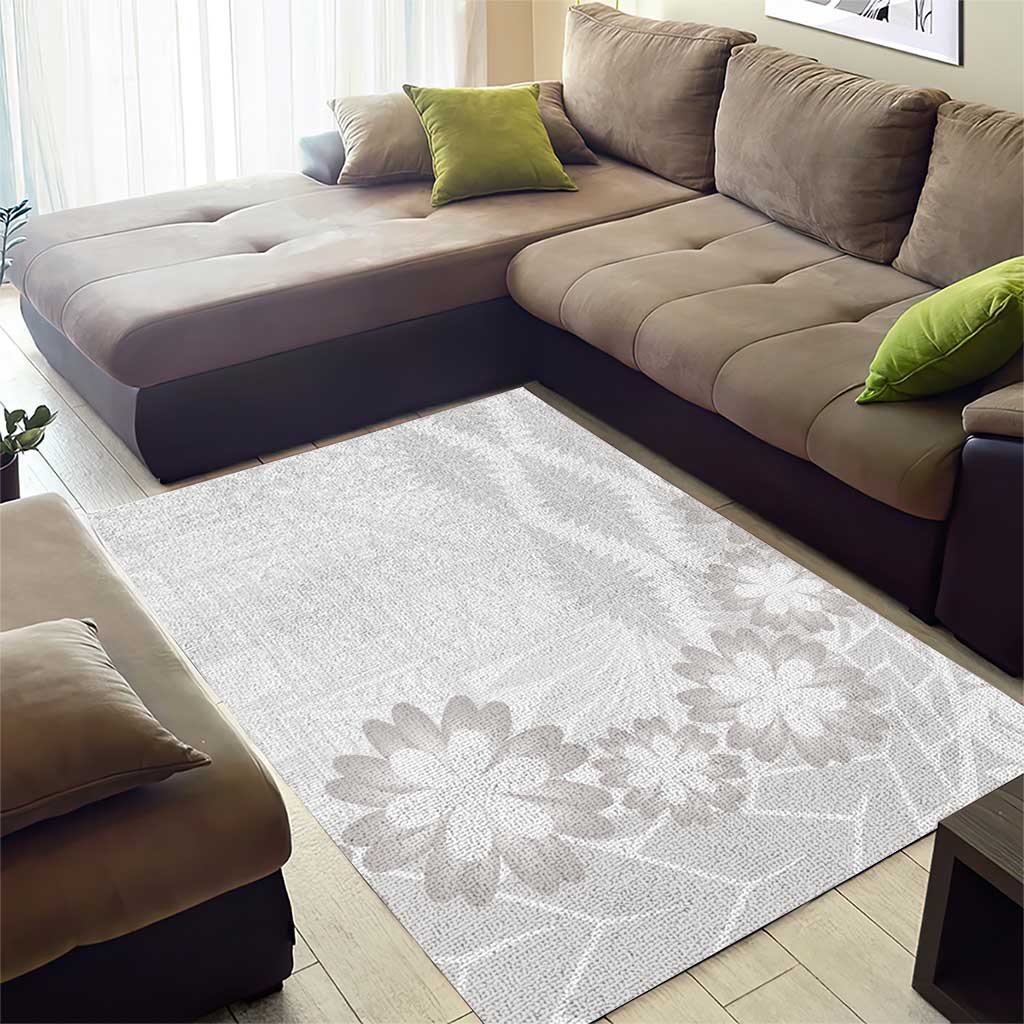Tonga White Sunday Area Rug Manuia le Aso Sa o Tamaiti Heilala With Ngatu Pattern LT14 - Polynesian Pride