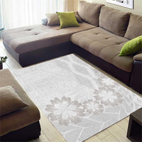 Tonga White Sunday Area Rug Manuia le Aso Sa o Tamaiti Heilala With Ngatu Pattern LT14 - Polynesian Pride