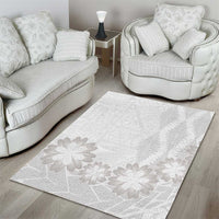 Tonga White Sunday Area Rug Manuia le Aso Sa o Tamaiti Heilala With Ngatu Pattern LT14 - Polynesian Pride
