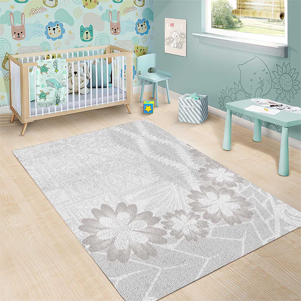 Tonga White Sunday Area Rug Manuia le Aso Sa o Tamaiti Heilala With Ngatu Pattern LT14 - Polynesian Pride
