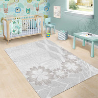 Tonga White Sunday Area Rug Manuia le Aso Sa o Tamaiti Heilala With Ngatu Pattern LT14 - Polynesian Pride