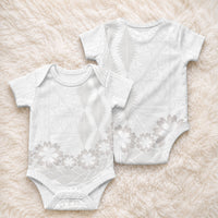 Tonga White Sunday Baby Onesie Manuia le Aso Sa o Tamaiti Heilala With Ngatu Pattern LT14 - Polynesian Pride