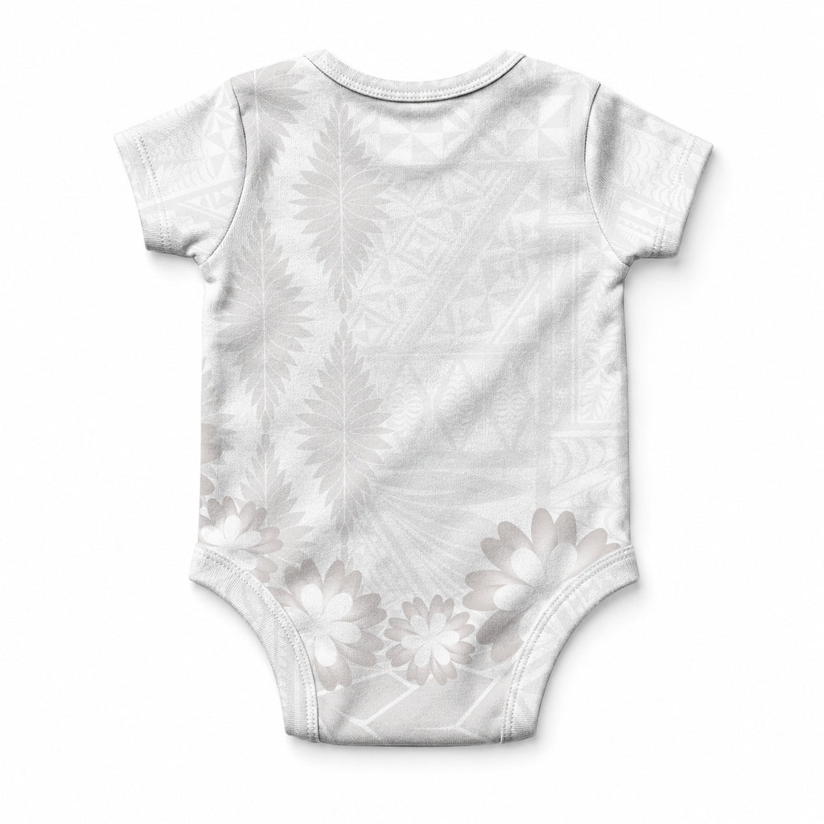 Tonga White Sunday Baby Onesie Manuia le Aso Sa o Tamaiti Heilala With Ngatu Pattern LT14 - Polynesian Pride