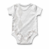Tonga White Sunday Baby Onesie Manuia le Aso Sa o Tamaiti Heilala With Ngatu Pattern LT14 - Polynesian Pride