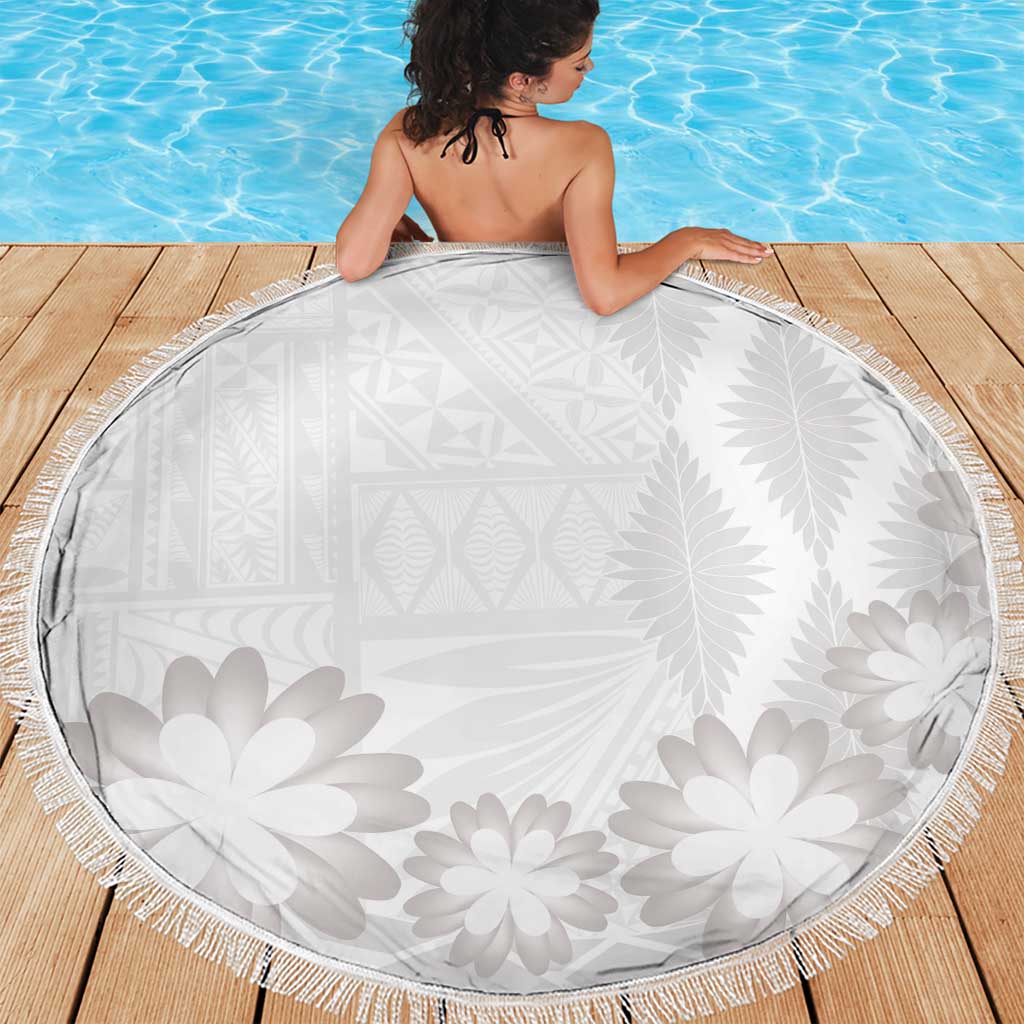 Tonga White Sunday Beach Blanket Manuia le Aso Sa o Tamaiti Heilala With Ngatu Pattern LT14 - Polynesian Pride
