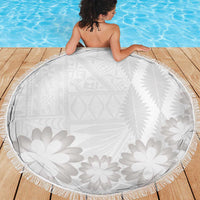 Tonga White Sunday Beach Blanket Manuia le Aso Sa o Tamaiti Heilala With Ngatu Pattern LT14 - Polynesian Pride
